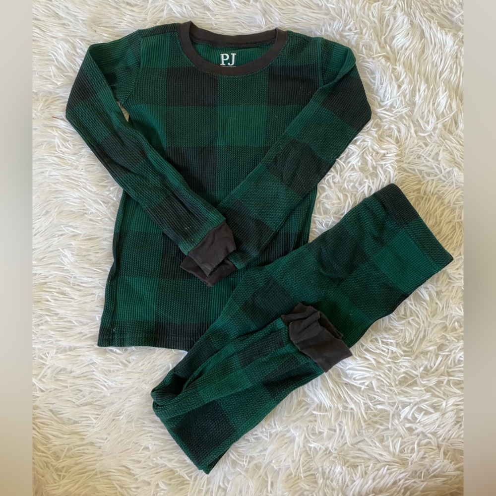 The Children's Place Green and Black Plaid Kids Pajamas